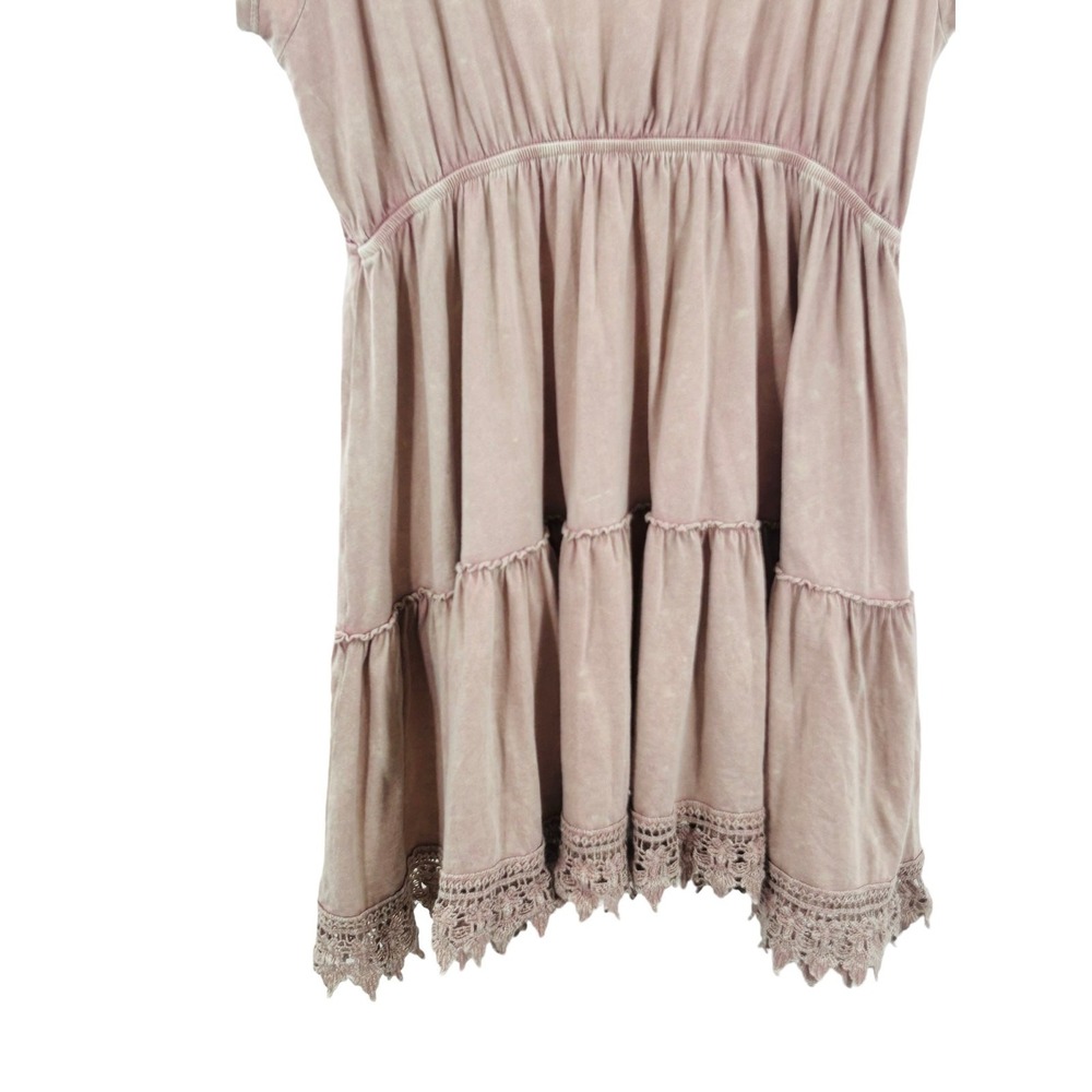 Altar'd State Boho Tiered Mini Dress Mauve Pink Lace Hem Small - Picture 9 of 9